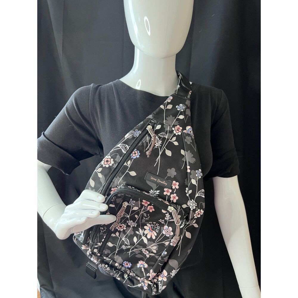 Vera Bradley Black Floral Sling Bag